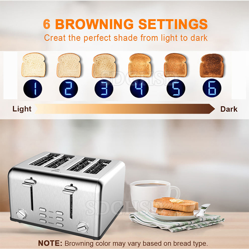 Toaster 4 Slice - محمصة كهربائية جديدة التصميم من الفولاذ